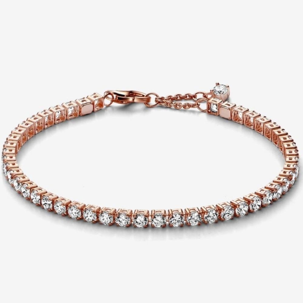 Pandora Rose Gold Tennis Bracelet with Clear Stones